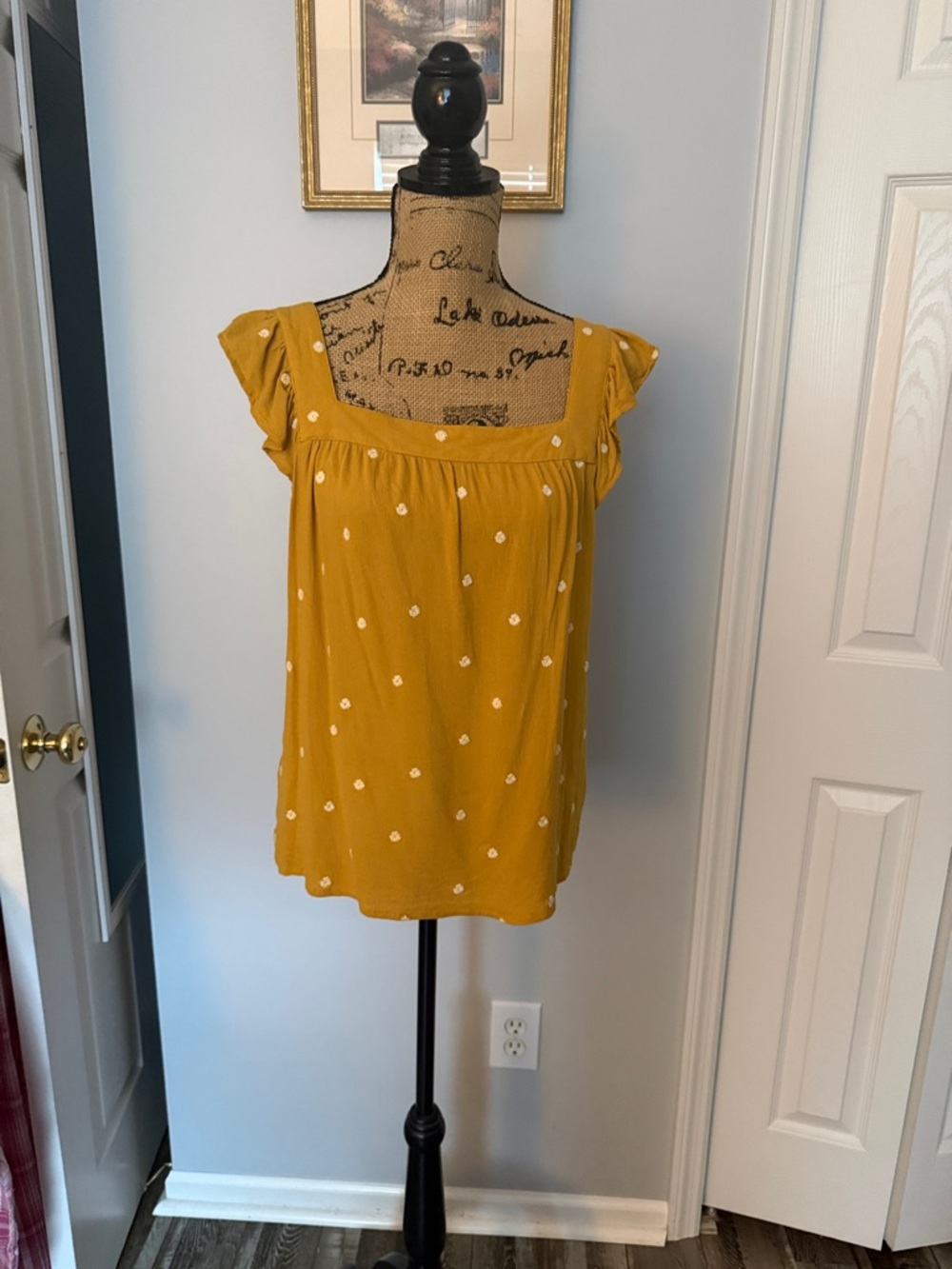 Universal Thread Mustard Yellow Square Neck Flutter Sleeve Camisole